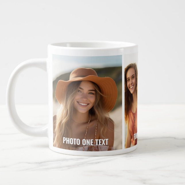 Grande Tasse Ajouter 3 photos et texte - Collage simple - Minim (Gauche)