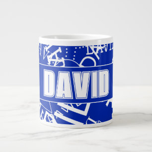Grande Tasse Ajouter n'importe quel nom, nom collage En bleu &