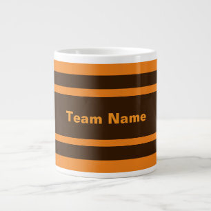 Grande Tasse Ajouter un nom d'équipe Brown Orange Trim Sports T
