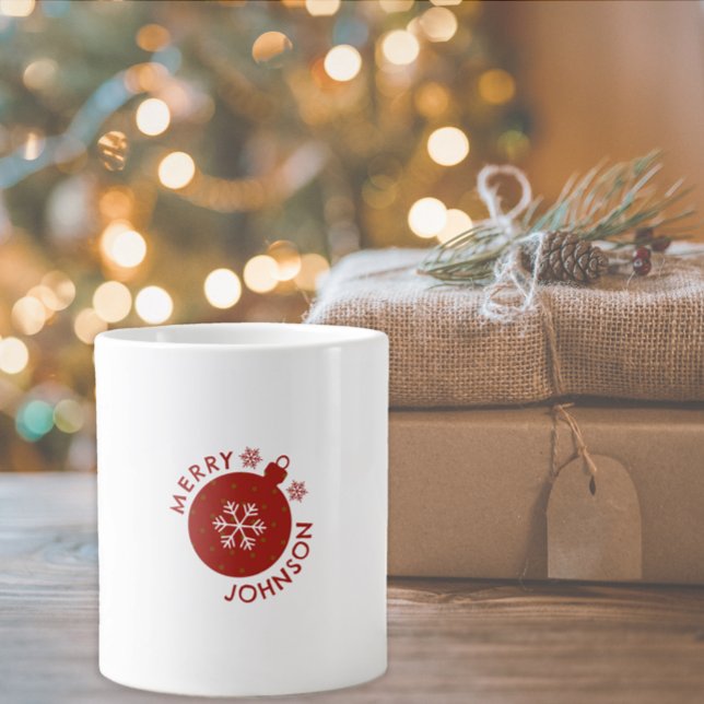 Grande Tasse Ajouter Votre Nom Texte Flambeau de neige de vacan (Holiday Snowflake custom mug)