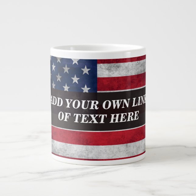 Grande Tasse Ajouter votre texte sur le drapeau américain (Devant)
