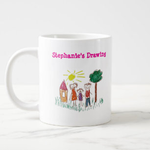 Grande Tasse Ajoutez les 2 œuvres d'art de votre enfant à l'éco