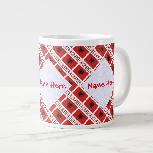Grande Tasse Albanie Personalisation rouge pavé albanais (Devant droit)