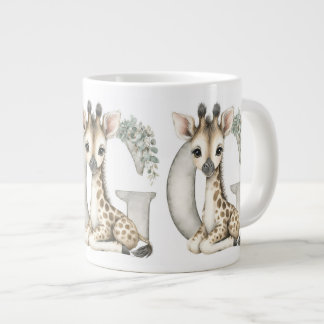 Grande Tasse Alphabet mignon girafe animal bébé aquarelle