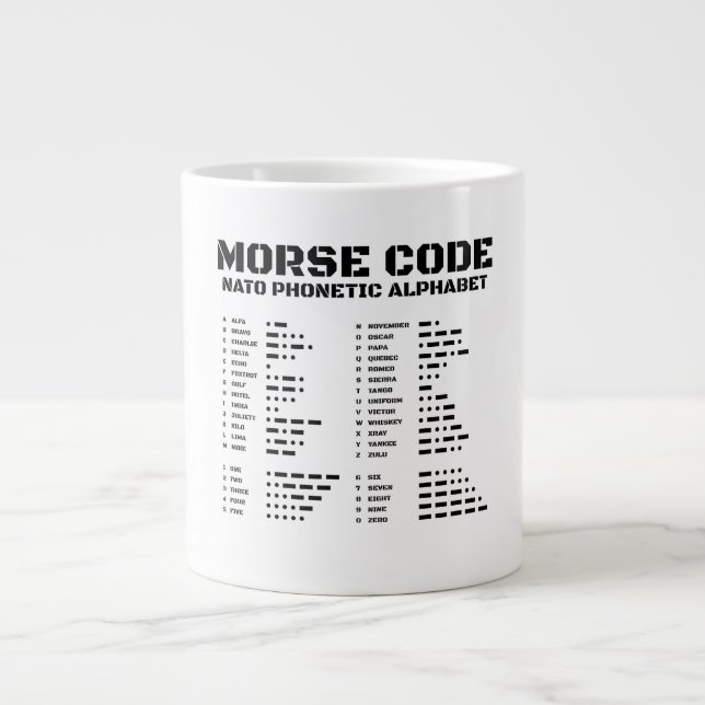 Grande Tasse Alphabet phonétique de l'OTAN, Morse Code, Aviatio (Devant)
