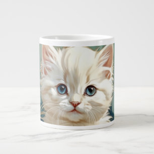 Grande Tasse Alphonse Mucha Style Chat blanc