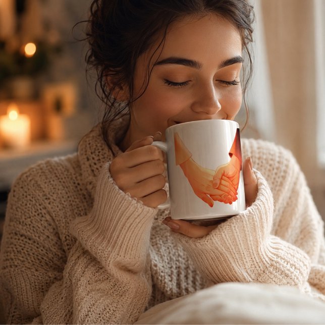 Grande Tasse  Amants se tenant par la main femme & mari romanti (Créateur téléchargé)