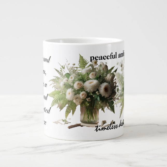 Grande Tasse Ambiance florale verte et blanche (Devant)