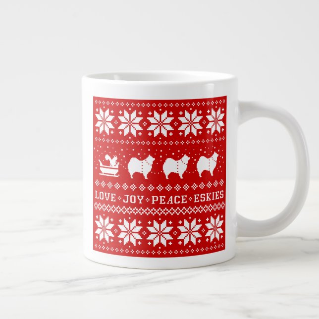 Grande Tasse American Eskimo Chiens de vacances Amour Joie Paix (Droite)