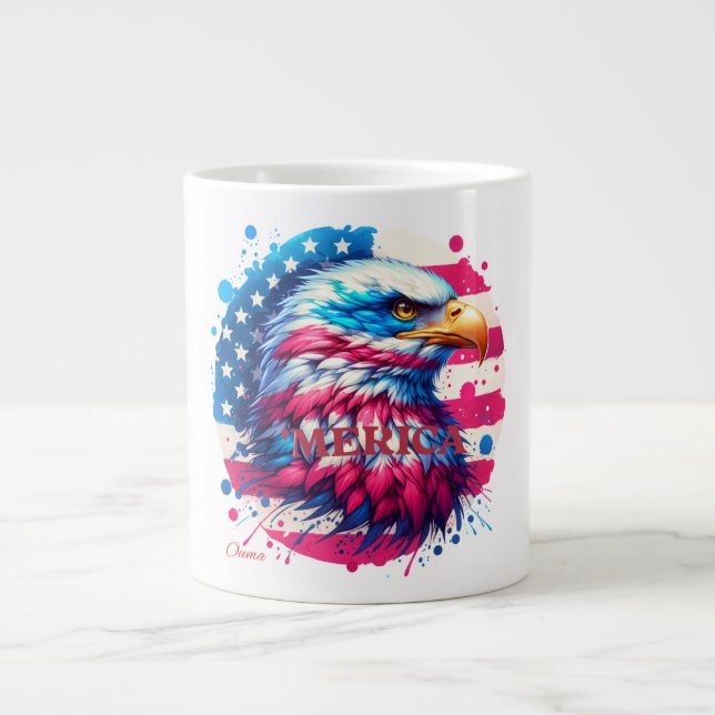Grande Tasse Amérique - Patriotique USA Design pour 4 juillet,  (Devant)