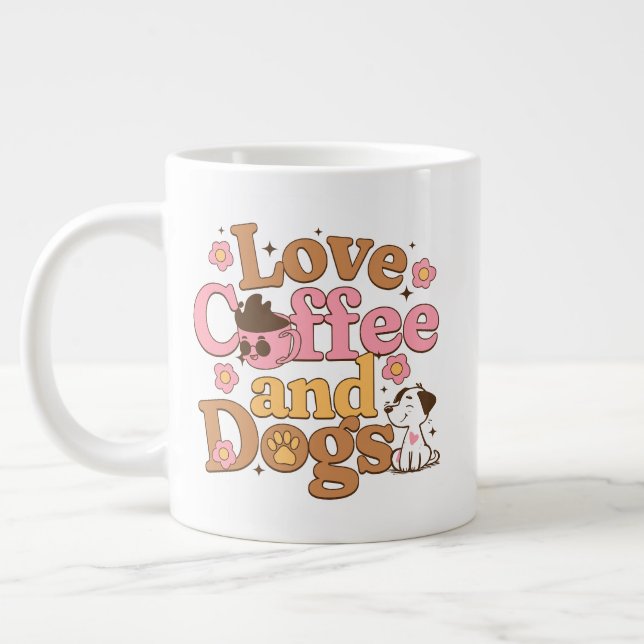 Grande Tasse Amour Café et Chiens Rétro (Gauche)