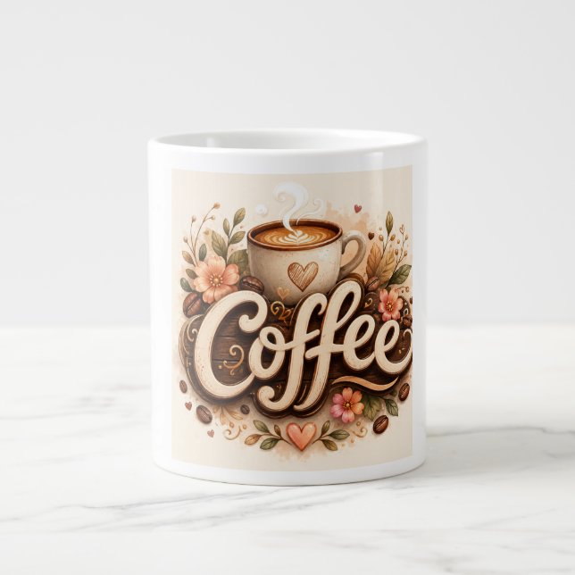 Grande Tasse Amour de café floral (Devant)