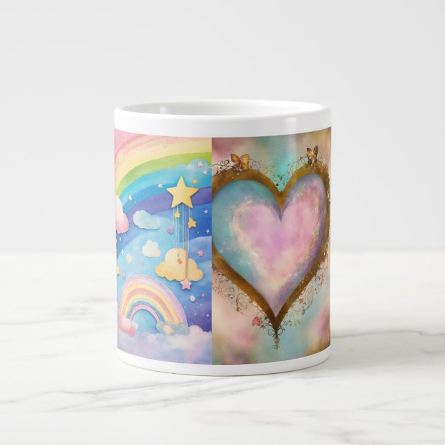 Grande Tasse Amour radiant : Coupes de fusion coeur et arc-en-c (Devant)