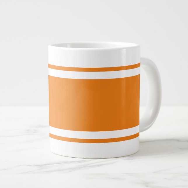 Grande Tasse Amusant Bright Orange White Vacation Racing Stripe (Devant droit)
