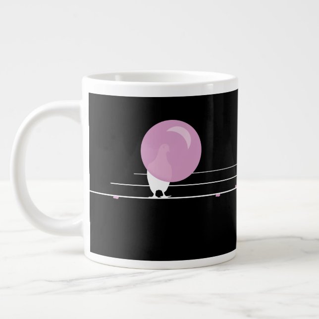 Grande Tasse Amusant Bubblegum Birds on a Wire Black (Gauche)