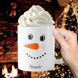 Grande Tasse Amusant Happy Face Snowman Noël Hot Coco Latte