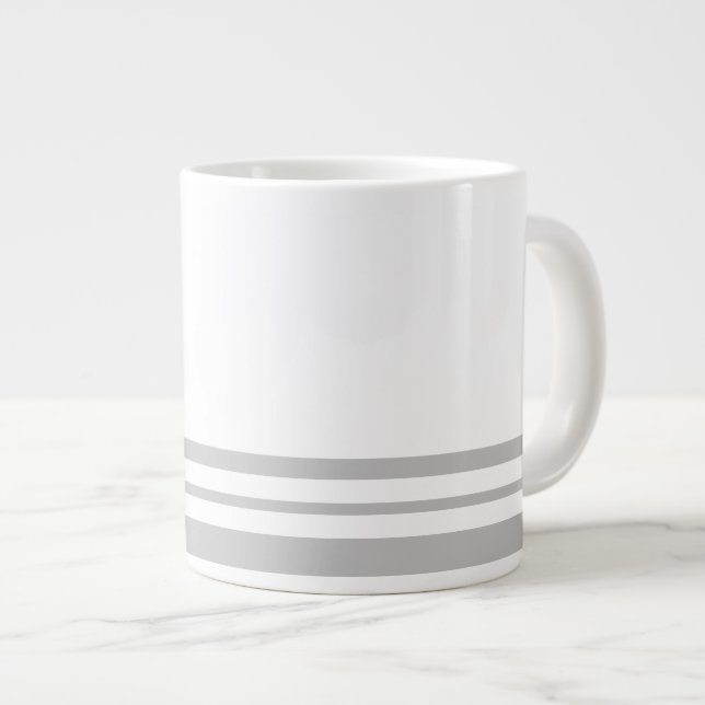 Grande Tasse Amusant Sport Grey Clair Racine Stripes Rim Sur Bl (Devant droit)