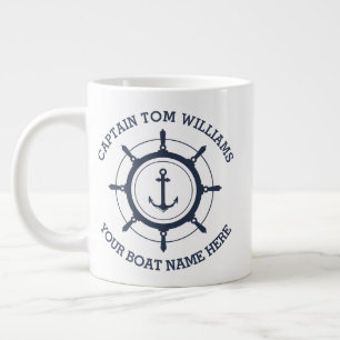 Grande Tasse Ancrage personnalisé du capitaine et du nom du bat