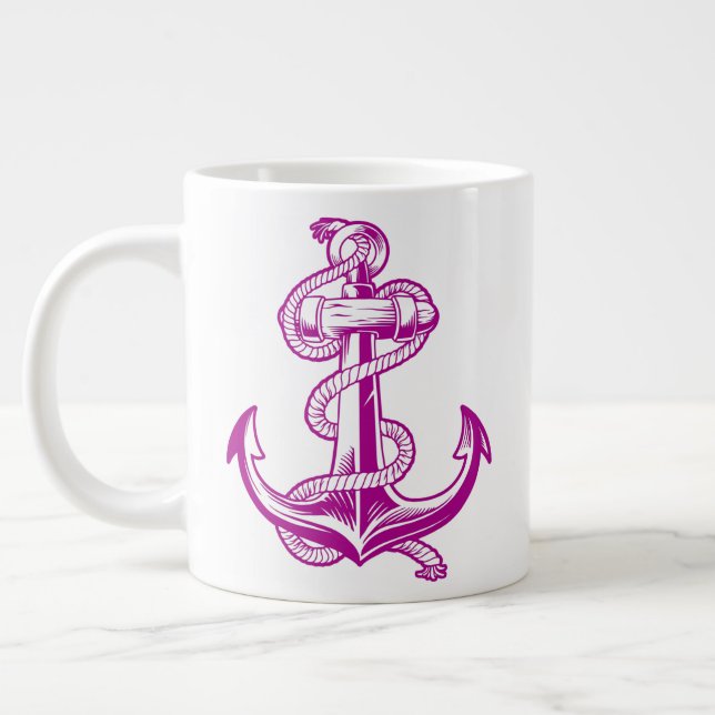 Grande Tasse Ancre Nautionique (Rose Foncé Violet) (Gauche)
