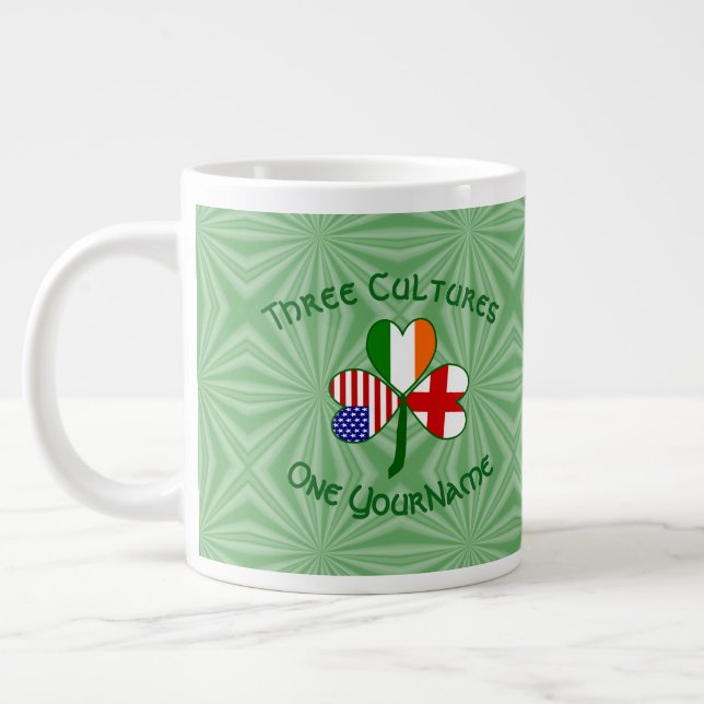 Grande Tasse Angleterre Irlande USA Shamrock Drapeau Personnali (Gauche)