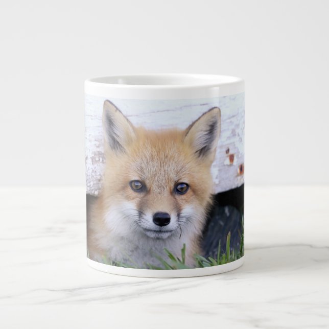 Grande Tasse Animaux de bébés cutest | Red Fox Kit Peeking (Devant)