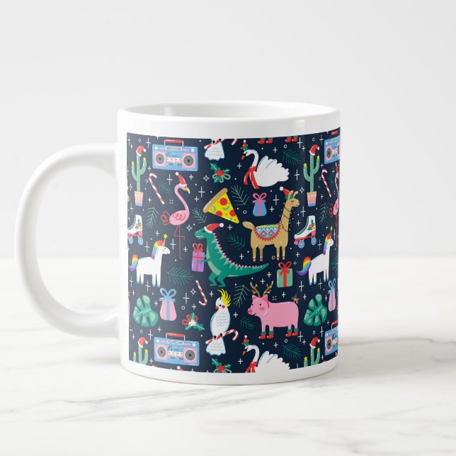 Grande Tasse Animaux de vacances et icônes Motif (Gauche)
