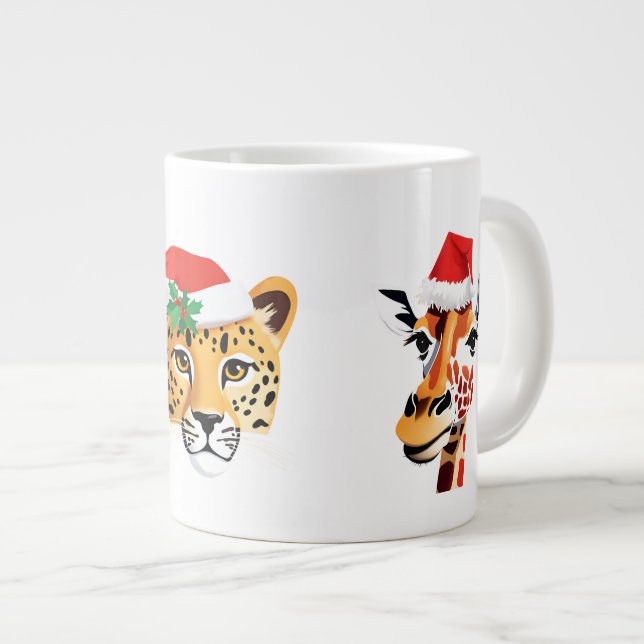 Grande Tasse Animaux sauvages de Safari Père Noël Costume de No (Devant droit)