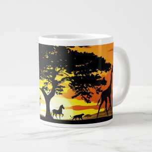 Grande Tasse Animaux sauvages sur le coucher de soleil de la sa