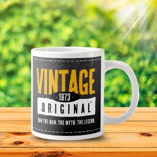 Grande Tasse Année de naissance vintage en cuir noir