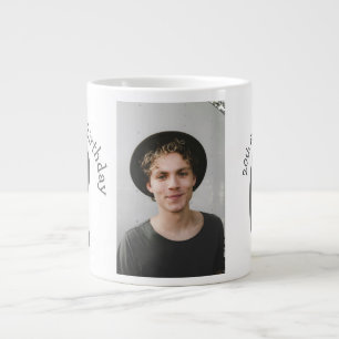 Grande Tasse anniversaire 20 ans nom photo date homme bleu blan
