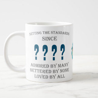 Grande Tasse Anniversaire Ajouter Nom de l'année Date d'amour p