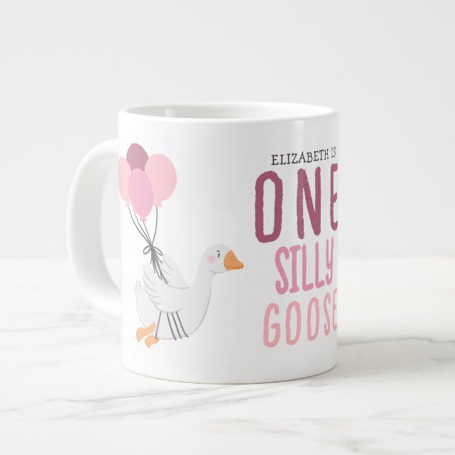 Grande Tasse Anniversaire d'une oie sotte rose (Devant gauche)