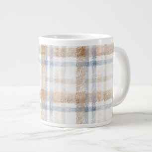 Grande Tasse Anniversaire Rayures Marron Crème Bleu Tan