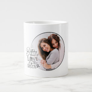 Grande Tasse Appel à photo de calligraphie d'anniversaire minim