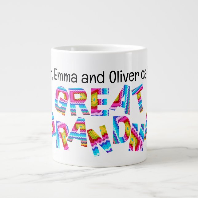 Grande Tasse Appelez-moi Grande grand-mère Crochet Lettres Noms (Devant)