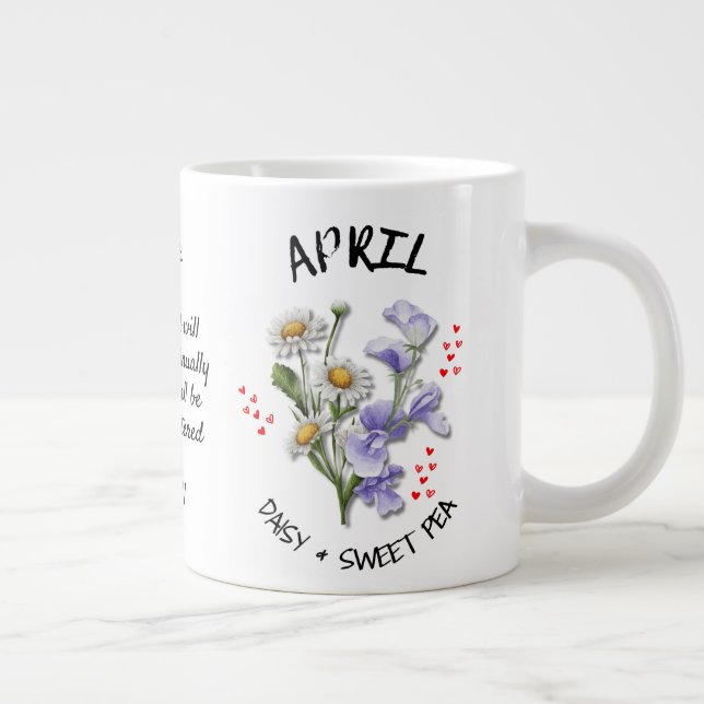 Grande Tasse APRIL Mois de naissance Fleur Christian Nom person (Droite)