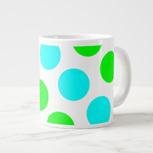 Grande Tasse Aqua Lime et Pois blancs