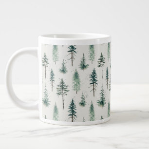 Grande Tasse Aquarelle Arbres de Noël Motif de vacances