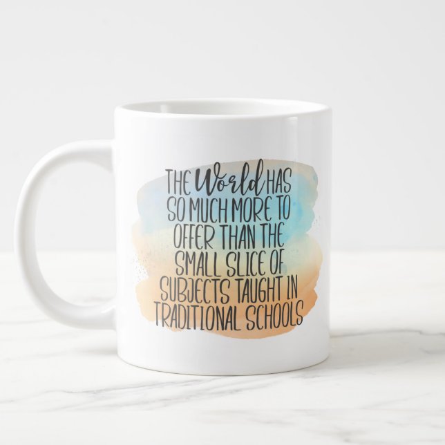 Grande Tasse Aquarelle arc-en-ciel Citation pour l'éducation à  (Gauche)