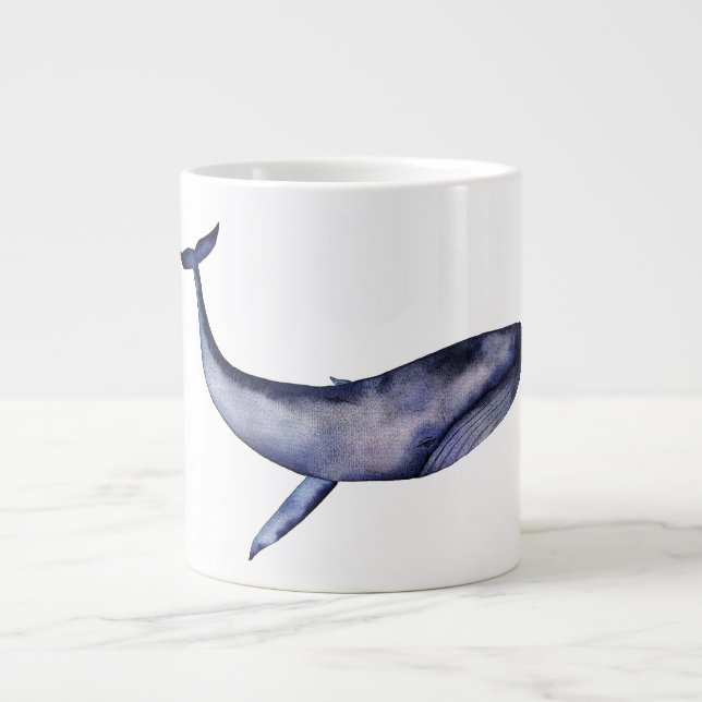 Grande Tasse Aquarelle Baleine bleue (Devant)