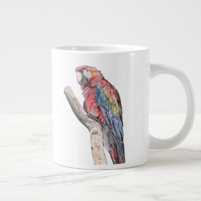 Grande Tasse Aquarelle colorée de perroquet macaw (Droite)