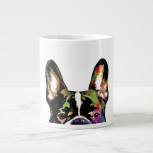 Grande Tasse Aquarelle couleur bleu-blanc de Bulldog