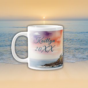 Grande Tasse Aquarelle croquis Byron Bay Lighthouse Monogramme