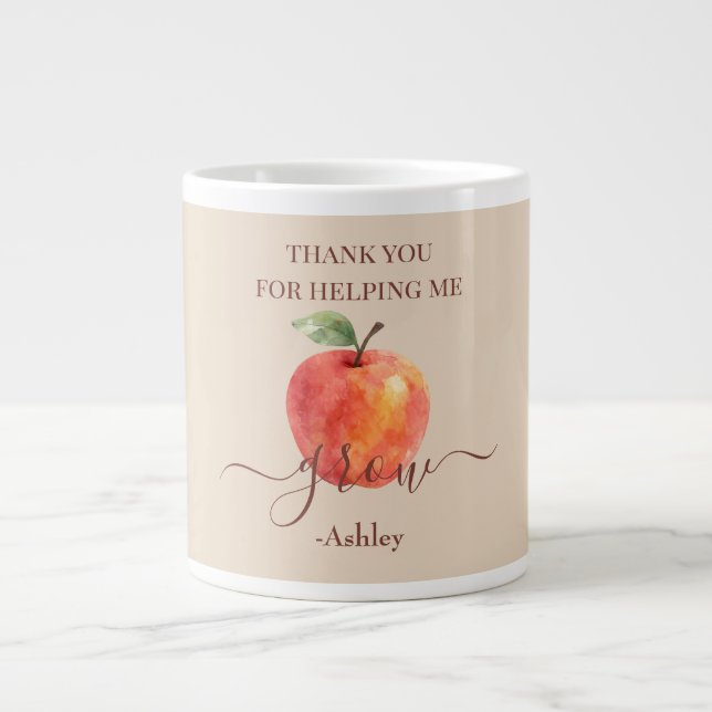 Grande Tasse Aquarelle Enseignant Apple - Cadeau Merci (Devant)