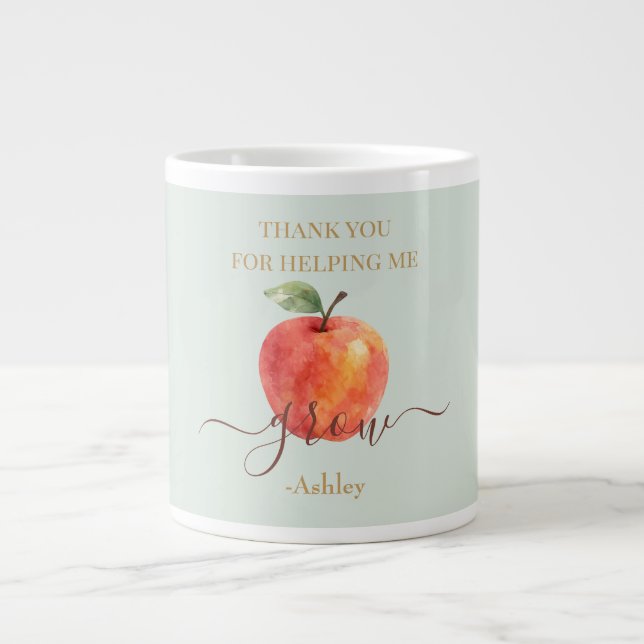 Grande Tasse Aquarelle Enseignant Apple - Cadeau Merci (Devant)