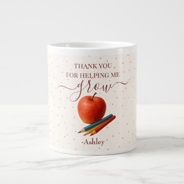 Grande Tasse Aquarelle Enseignant Apple - Cadeau Merci (Devant)