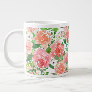 Grande Tasse aquarelle ferme jardin rose
