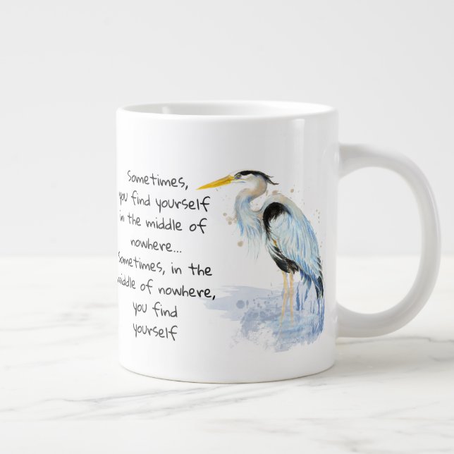 Grande Tasse Aquarelle Great Blue Heron Citation Inspirante (Droite)
