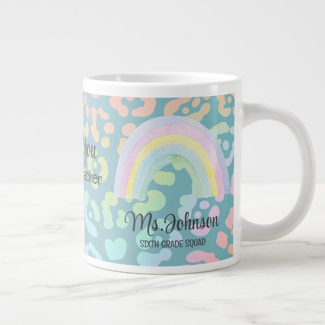 Grande Tasse Aquarelle moderne Meilleur enseignant jamais Rainb (Droite)