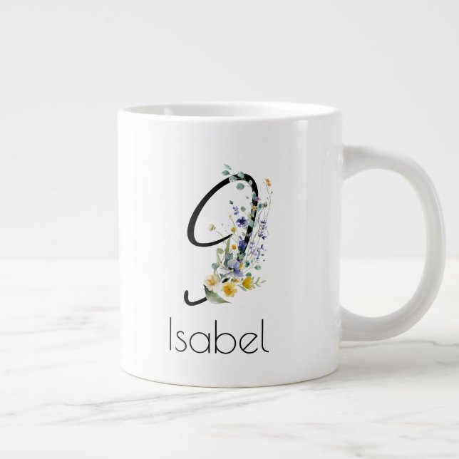 Grande Tasse Aquarelle monogramme de l'employeur du cadeau de r (Droite)